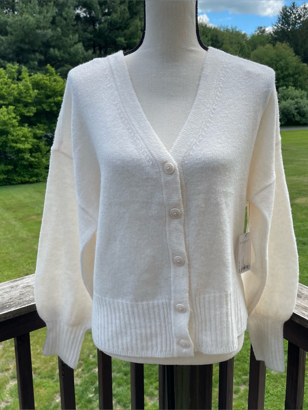 Sonoma sweater cardigan soft modest preppy ivory classic light academia medium